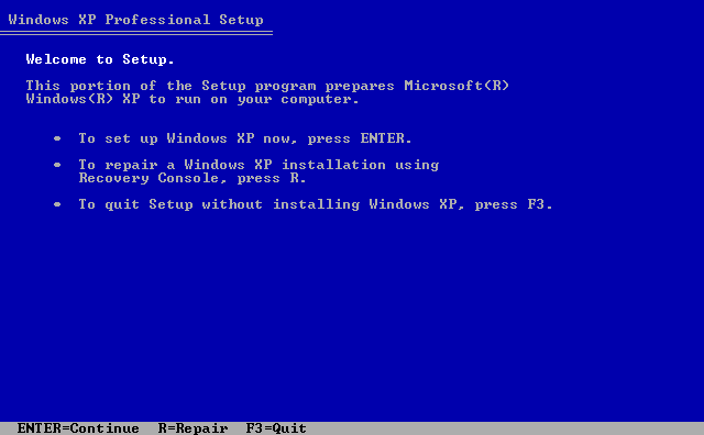 Windows XP Setup/Installation Start (2001)